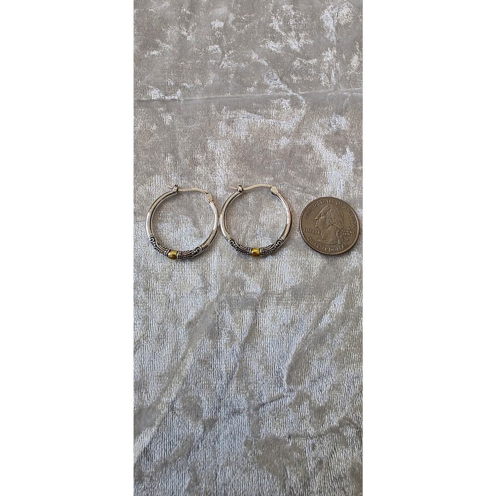 Brighton Beach Two Tone Hoop Earrings* - Picture 3 of 4
